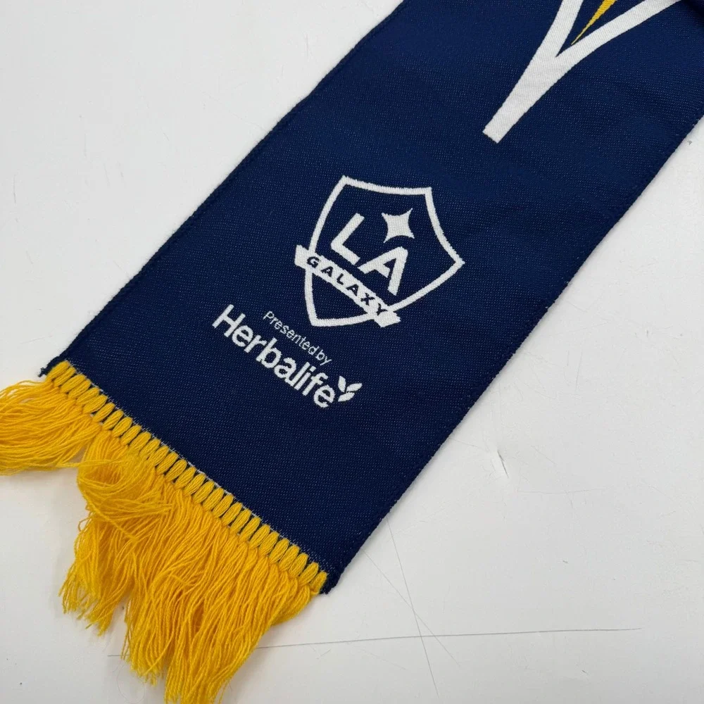 LA Galaxy Soccer Scarf Navy Blue Yellow‎ Fringe Presented by Herbalife
